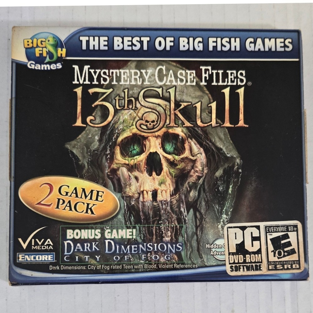 Mystery Case Files 13th Skull Dark Dimensions PC Game 2 Pack Big Fish Games CD